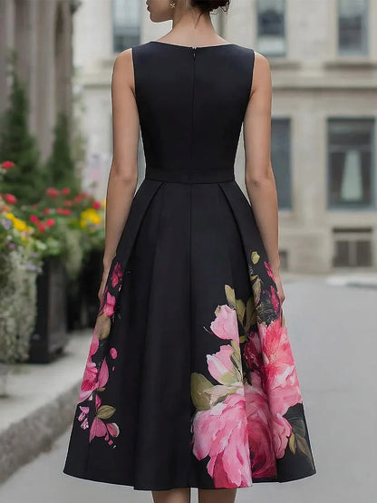 Rosalia – Abito Midi Svasato Con Fantasia Floreale Di Tendenza