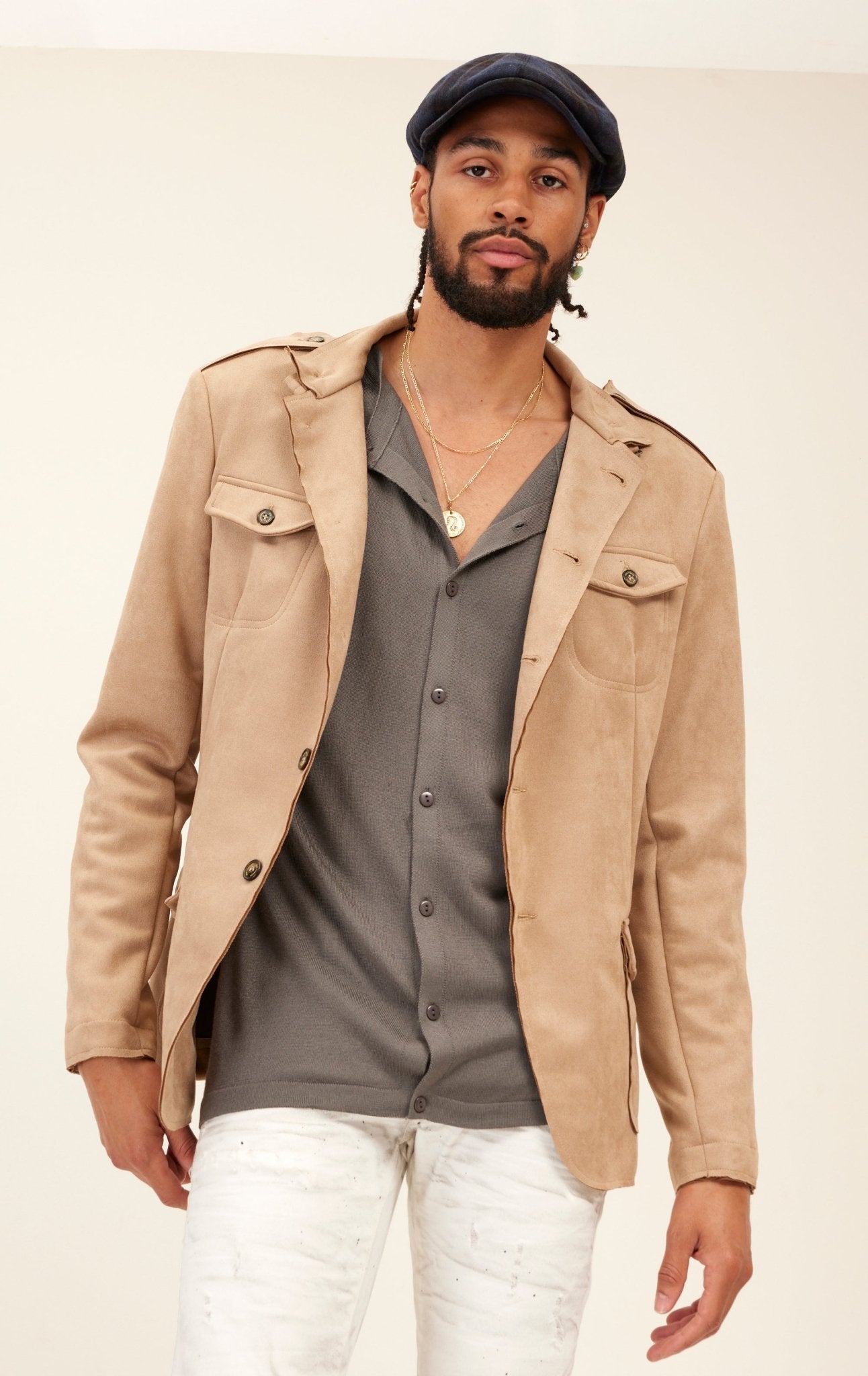 Livio - Giacca Safari Uomo Leggera Stone Stile Moderno