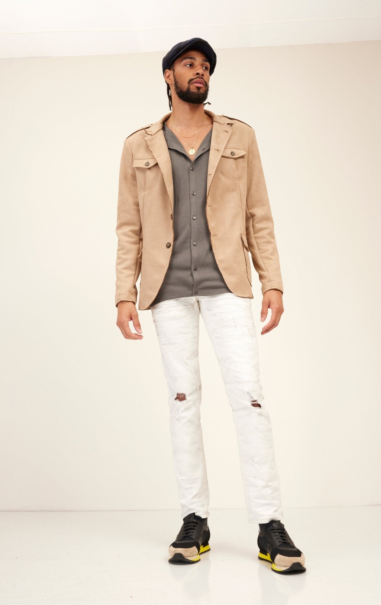 Livio - Giacca Safari Uomo Leggera Stone Stile Moderno