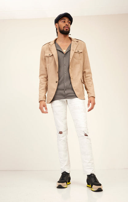 Livio - Giacca Safari Uomo Leggera Stone Stile Moderno