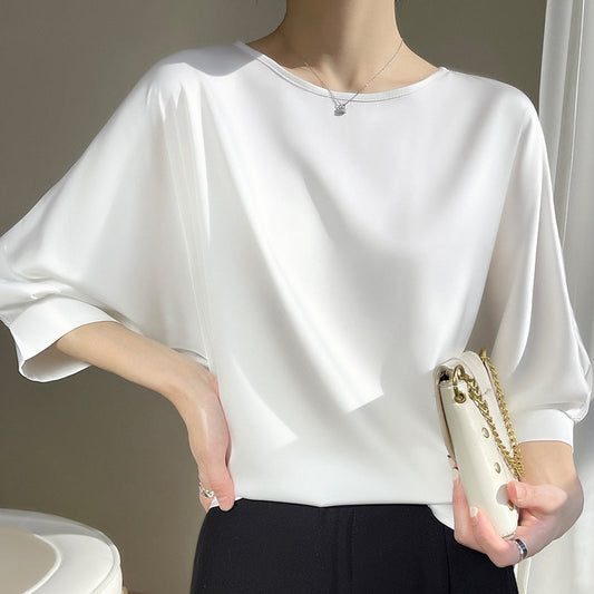 Manuela – T-Shirt Ampia A Maniche Corte Dalla Finitura Lucida E Fresca