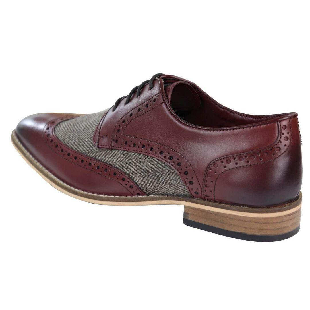 Leandro – Brogue Uomo in Pelle e Tweed Stile Gatsby Peaky Blinders