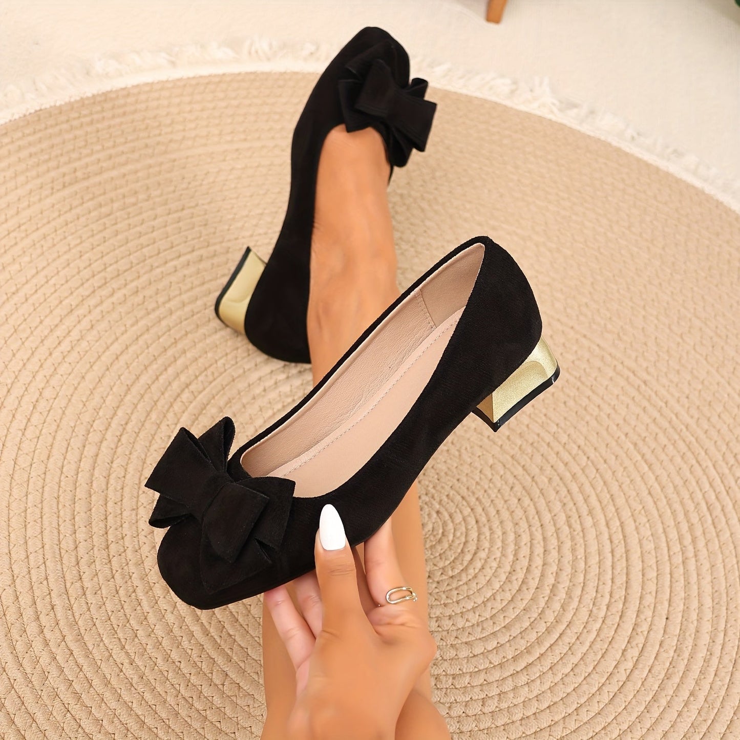 Laura - Pumps Tacco Basso Fiocco Eleganti Donna