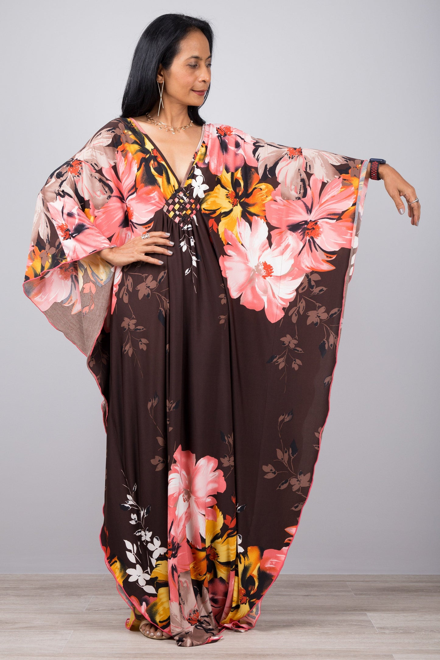 Marminia - Abito Kaftano Floreale Donna Elegante Estate