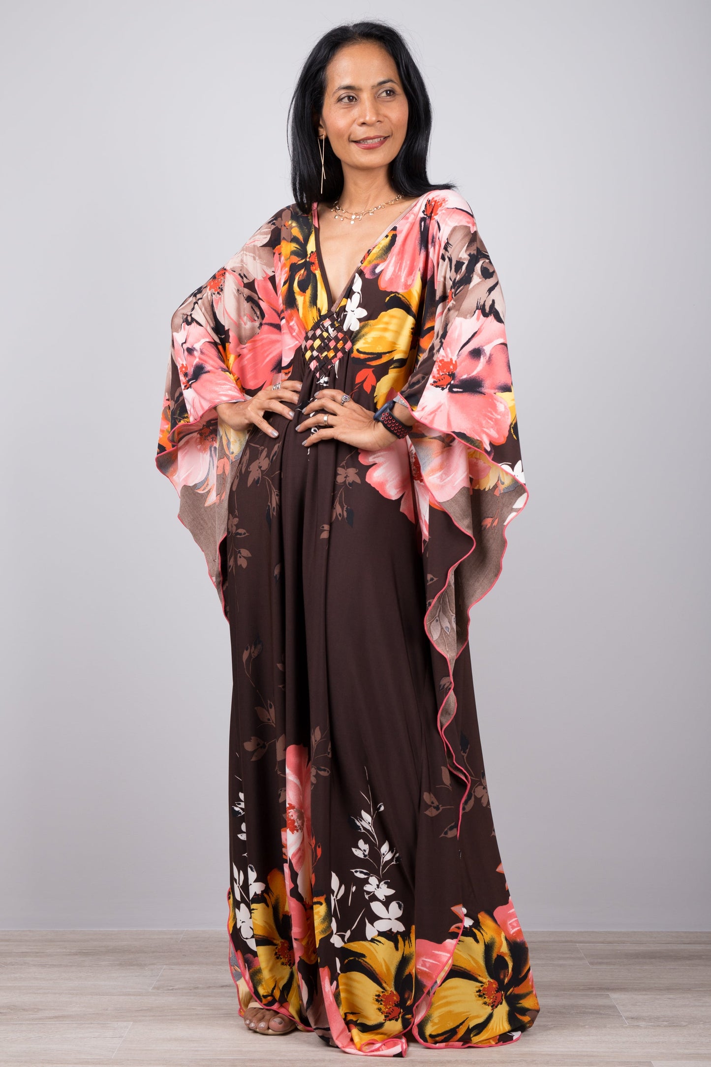 Marminia - Abito Kaftano Floreale Donna Elegante Estate