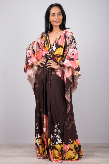 Marminia - Abito Kaftano Floreale Donna Elegante Estate