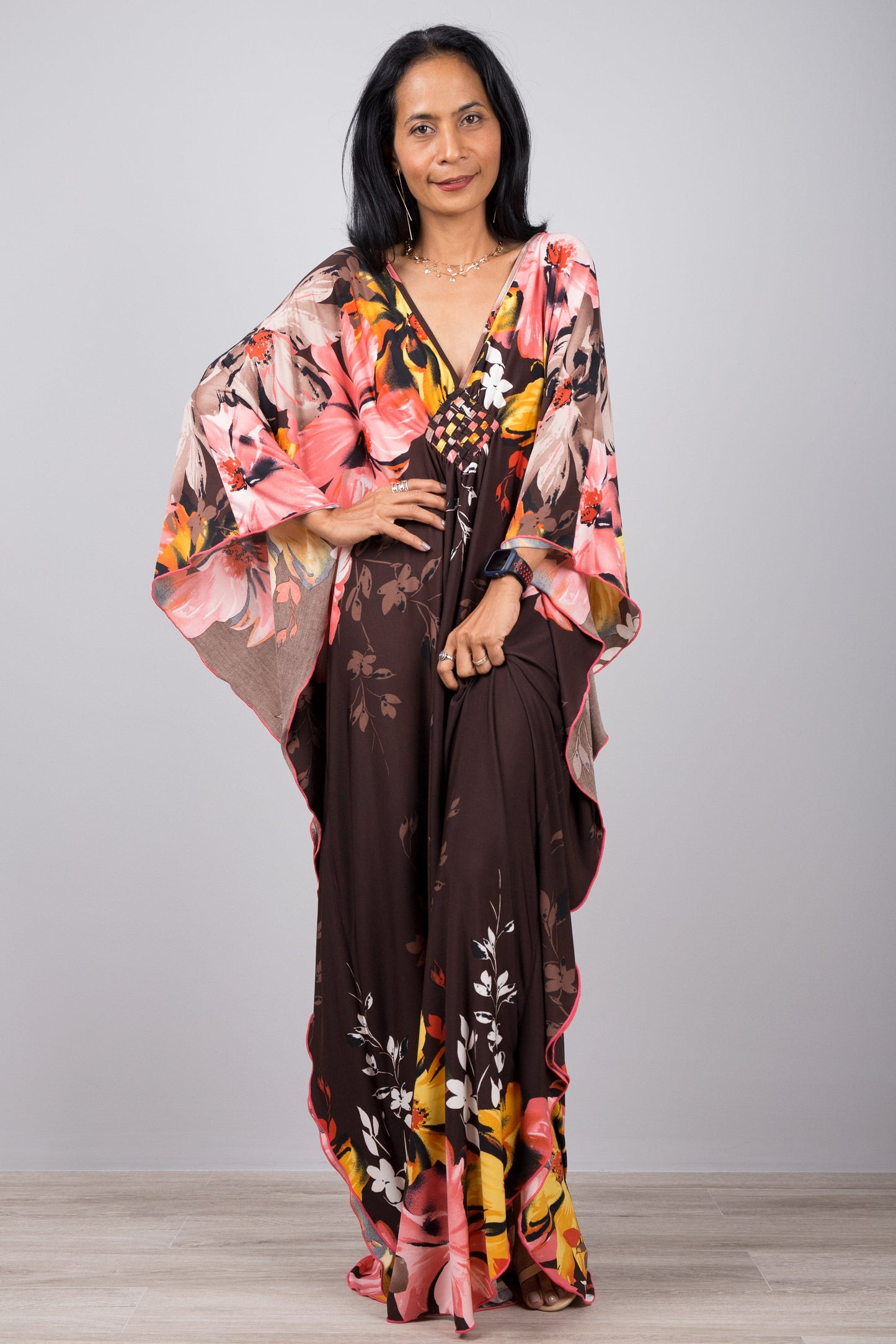 Marminia - Abito Kaftano Floreale Donna Elegante Estate