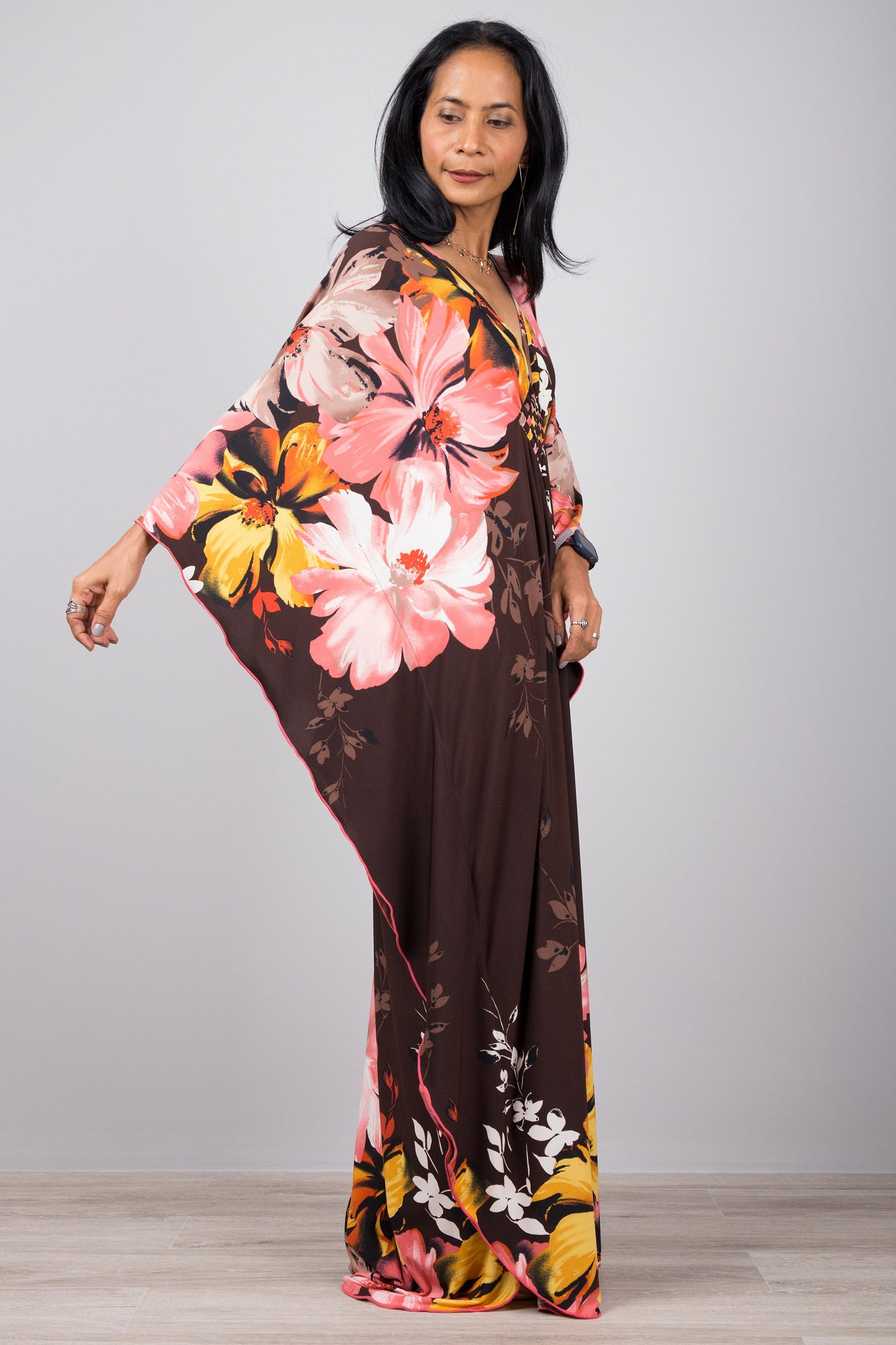 Marminia - Abito Kaftano Floreale Donna Elegante Estate