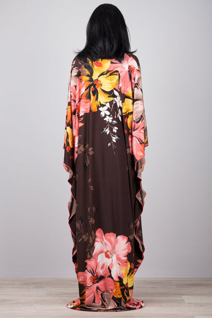 Marminia - Abito Kaftano Floreale Donna Elegante Estate