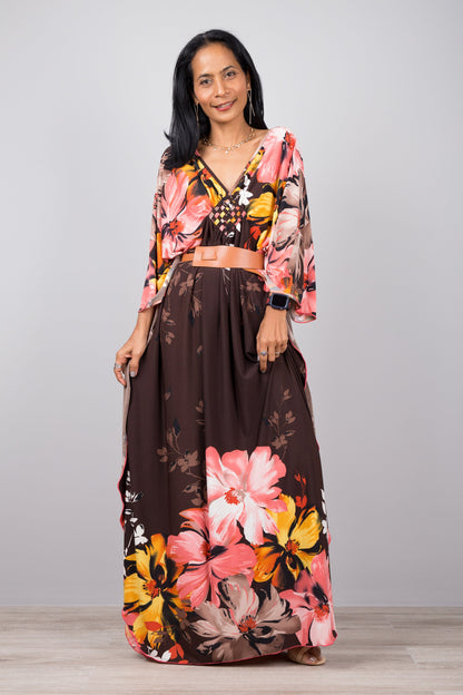 Marminia - Abito Kaftano Floreale Donna Elegante Estate