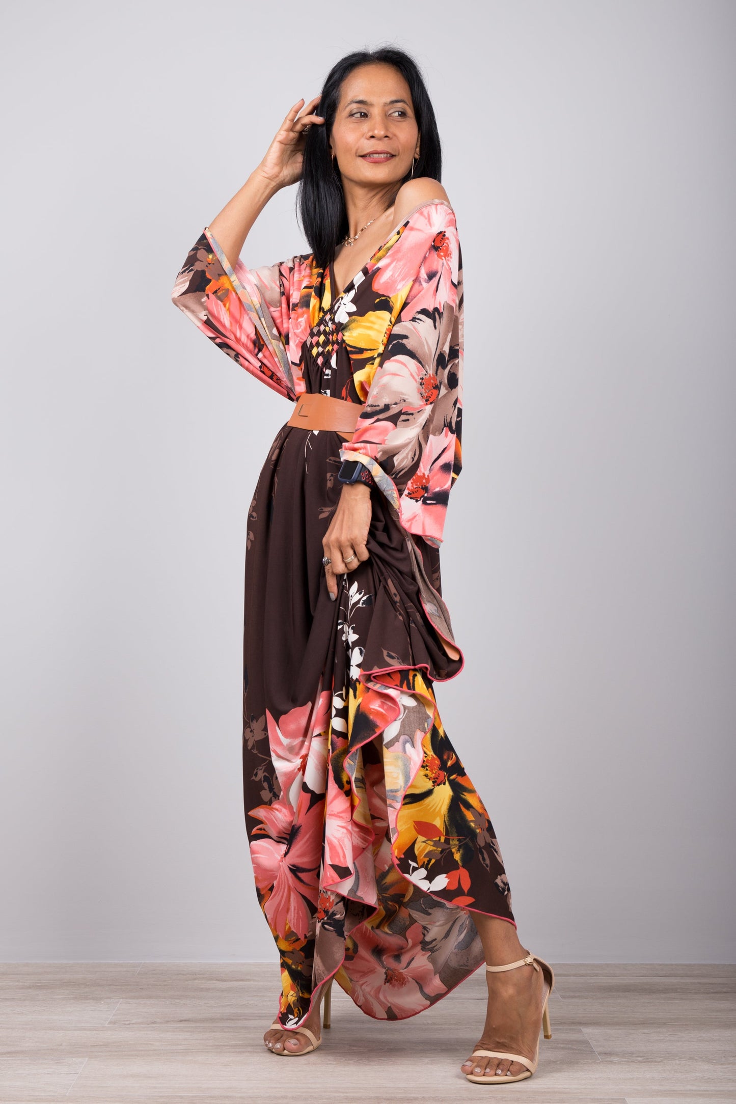 Marminia - Abito Kaftano Floreale Donna Elegante Estate