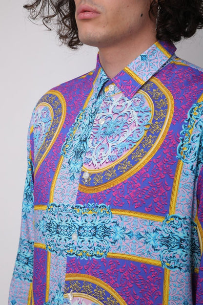 Robertus - Camicia Uomo Blu Mix Colori Maniche Corte