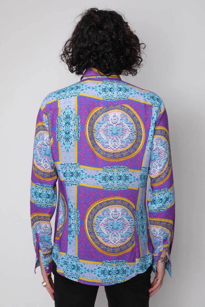 Robertus - Camicia Uomo Blu Mix Colori Maniche Corte