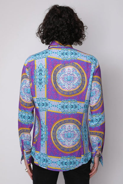 Robertus - Camicia Uomo Blu Mix Colori Maniche Corte
