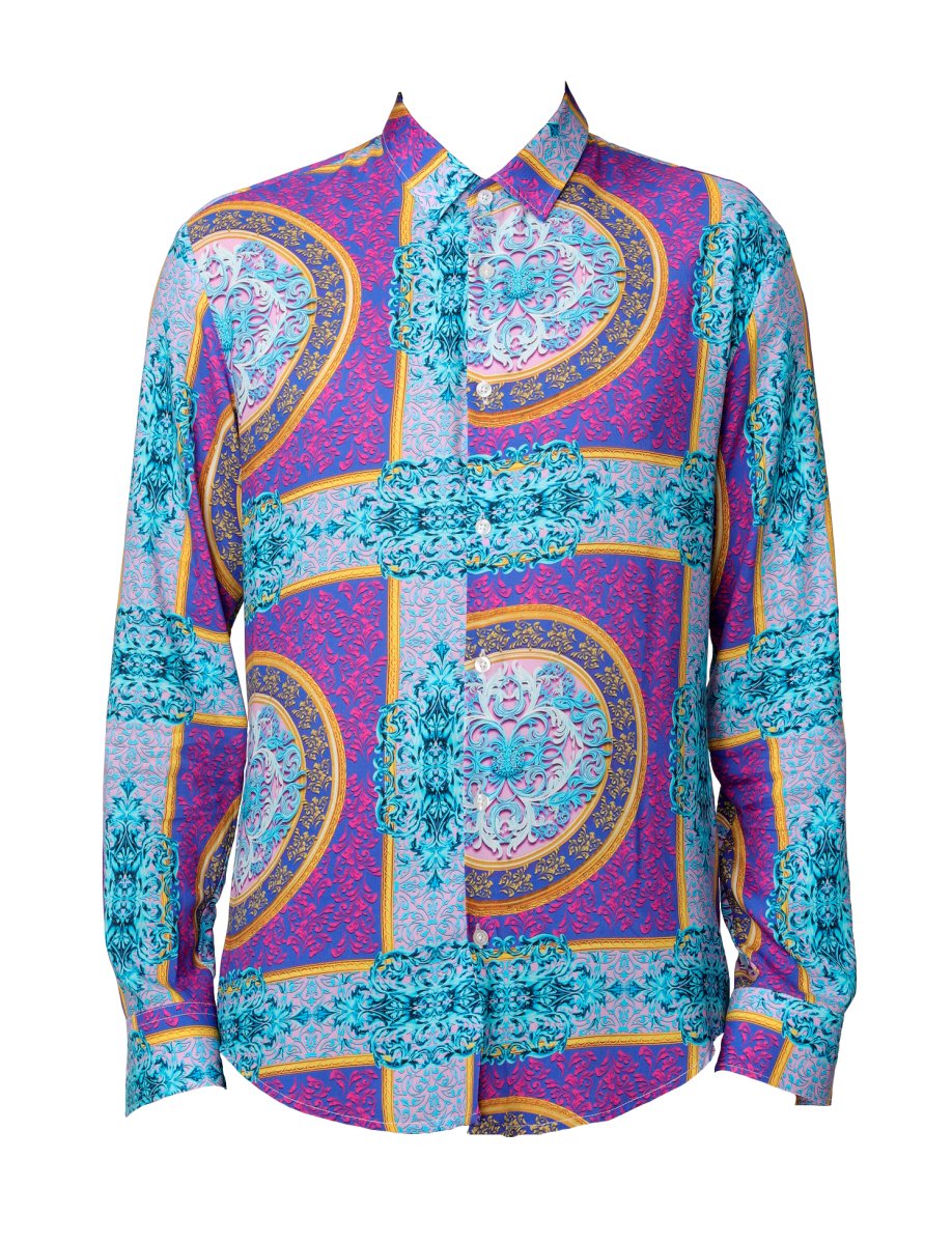 Robertus - Camicia Uomo Blu Mix Colori Maniche Corte