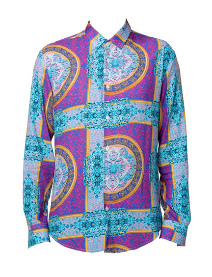 Robertus - Camicia Uomo Blu Mix Colori Maniche Corte