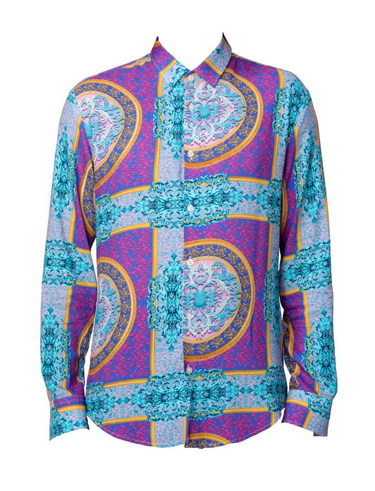 Robertus - Camicia Uomo Blu Mix Colori Maniche Corte