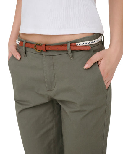 Pompeia - Pantaloni Regular Fit Donna Verde Moderni Essenziali