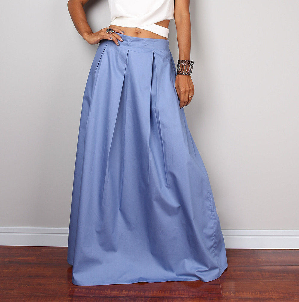 Marmita – Gonna Maxi Blu Cielo Morbida Lunghezza Floor