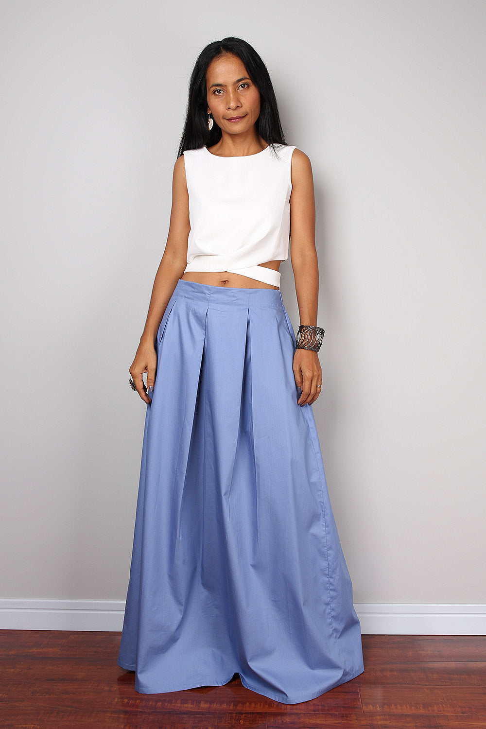 Marmita – Gonna Maxi Blu Cielo Morbida Lunghezza Floor