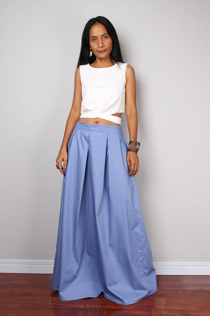 Marmita – Gonna Maxi Blu Cielo Morbida Lunghezza Floor