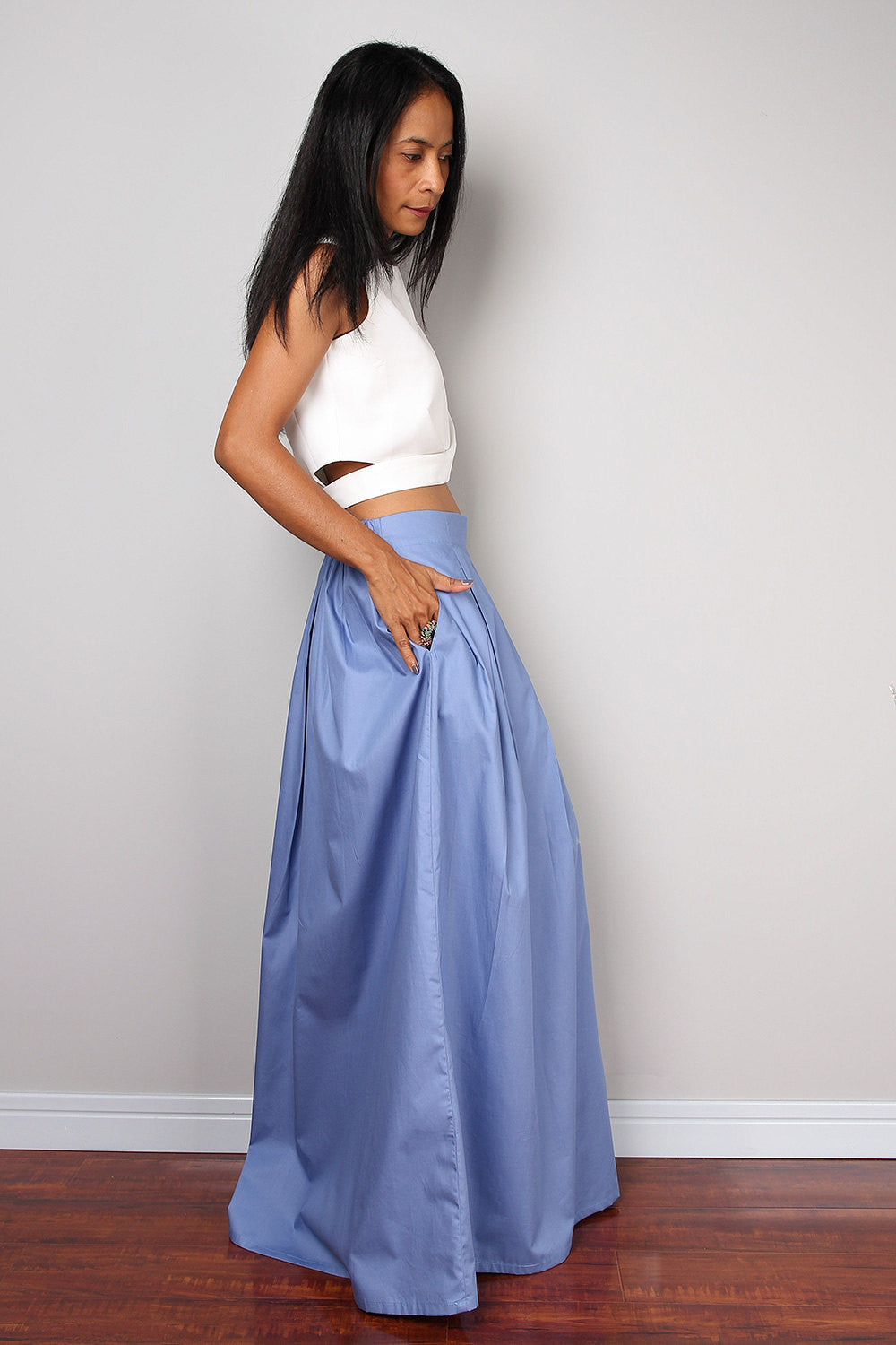 Marmita – Gonna Maxi Blu Cielo Morbida Lunghezza Floor