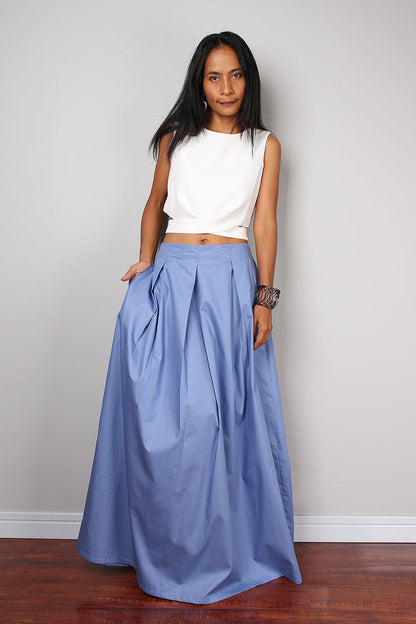 Marmita – Gonna Maxi Blu Cielo Morbida Lunghezza Floor