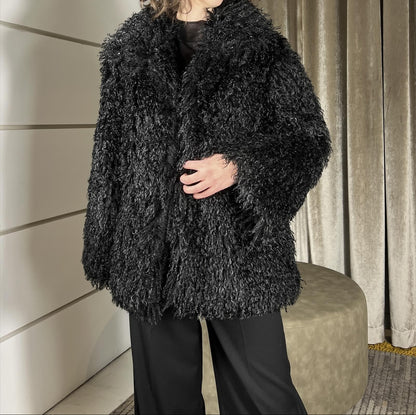Jovana - Cappotto Over Donna Nero Effetto Morbido