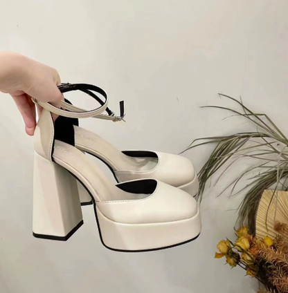 Rianna - Decoltè Platino Tacco Alto Plateau Elegante