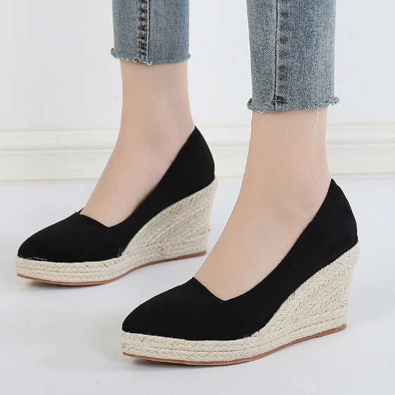 Irma - Espadrillas nere da donna con zeppa in corda