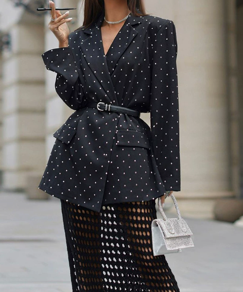 Jasmin – Blazer Over Kimono Con Strass Nero