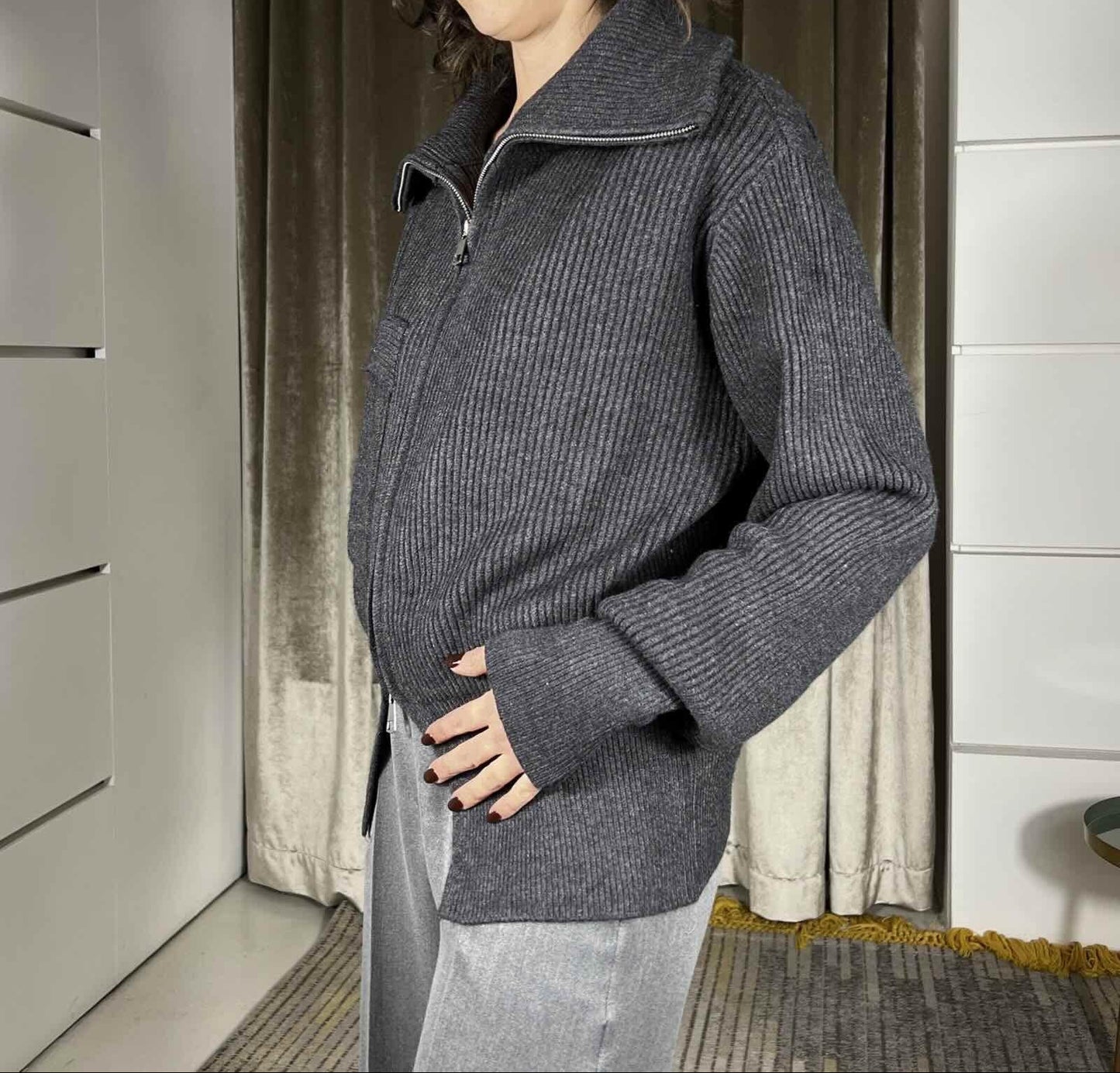 Janna - Maglione Donna con Zip e Tasca