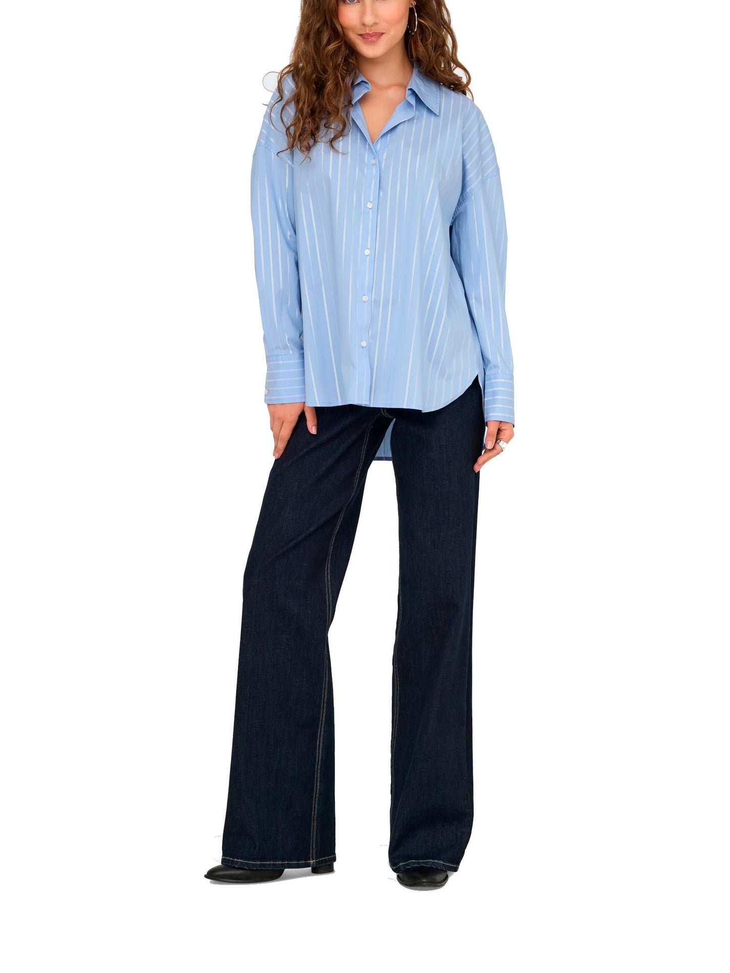 Quineta - Camicia JDY Mio Celeste Righe Donna Moderna