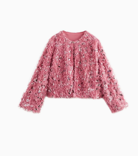 Chiara - Giacca Crop Donna Brillante Glam Moderna Elegante