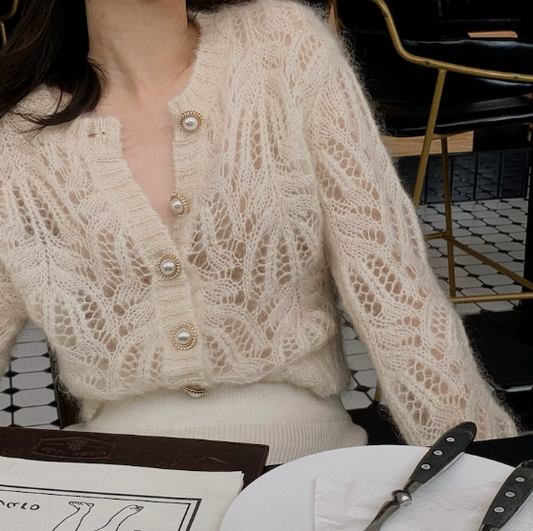 Jolanda - Cardigan in Maglia Traforata Elegante