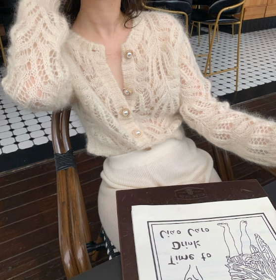 Jolanda - Cardigan in Maglia Traforata Elegante
