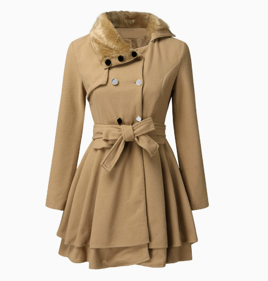 Eva - Cappotto slim monocromo con revers elegante