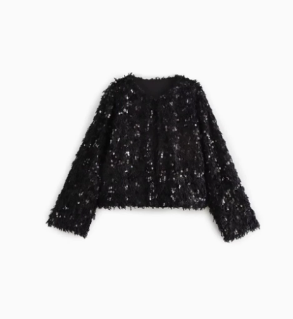 Chiara - Giacca Crop Donna Brillante Glam Moderna Elegante