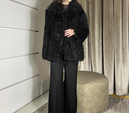 Jovana - Cappotto Over Donna Nero Effetto Morbido