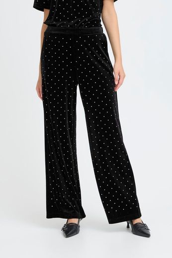 Julia - Pantalone Donna Nero con Strass Eleganti