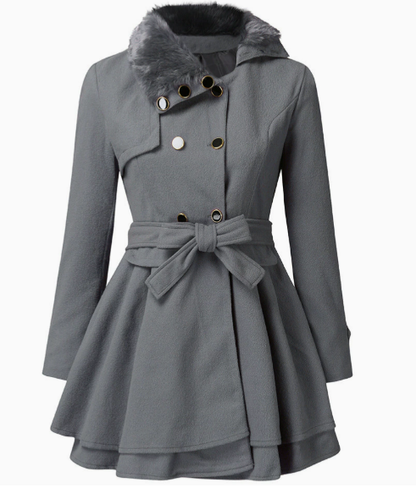 Eva - Cappotto slim monocromo con revers elegante