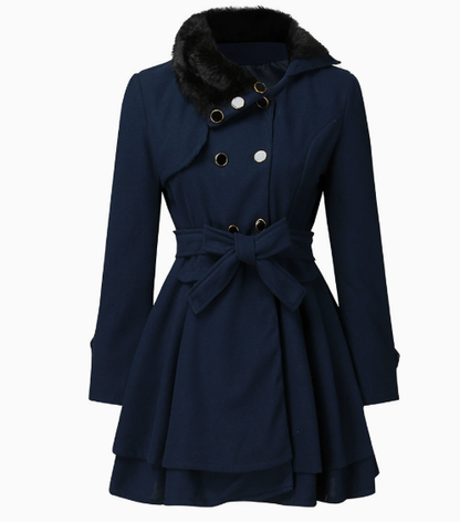Eva - Cappotto slim monocromo con revers elegante