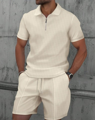 Angelo – Set Polo Con Zip Frontale E Pantaloncini Coordinati