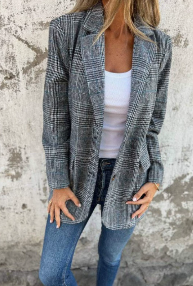 Pierina – Blazer Donna Elegante a Quadri Chic