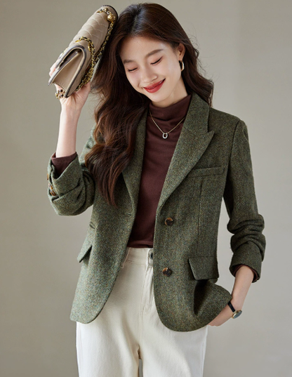 Tommina - Blazer Casual Tasca a Spina di Pesce