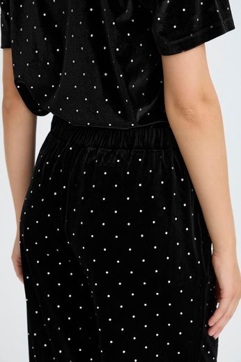 Julia - Pantalone Donna Nero con Strass Eleganti