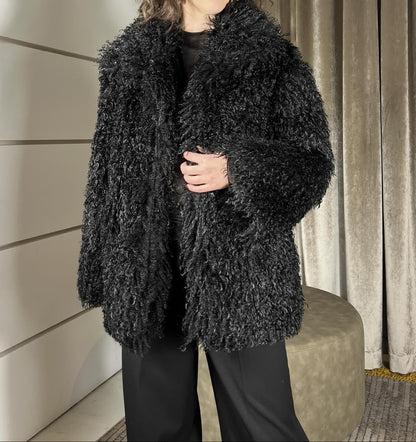 Jovana - Cappotto Over Donna Nero Effetto Morbido