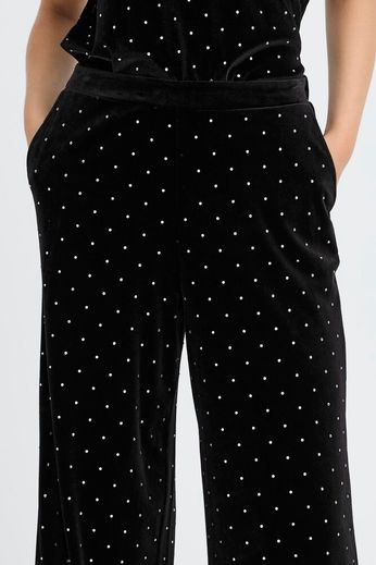 Julia - Pantalone Donna Nero con Strass Eleganti