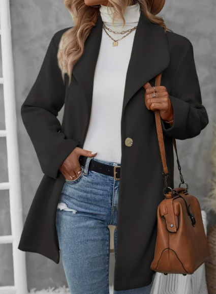 Uzzia – Cappotto Monopetto Donna con Cappuccio Elegante