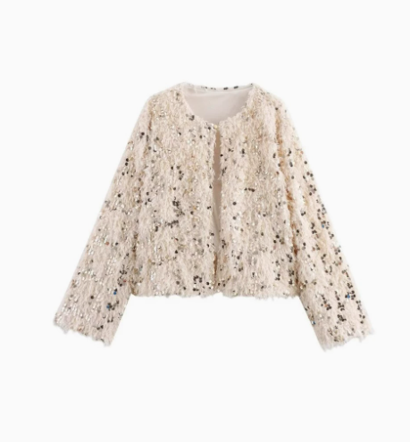 Chiara - Giacca Crop Donna Brillante Glam Moderna Elegante